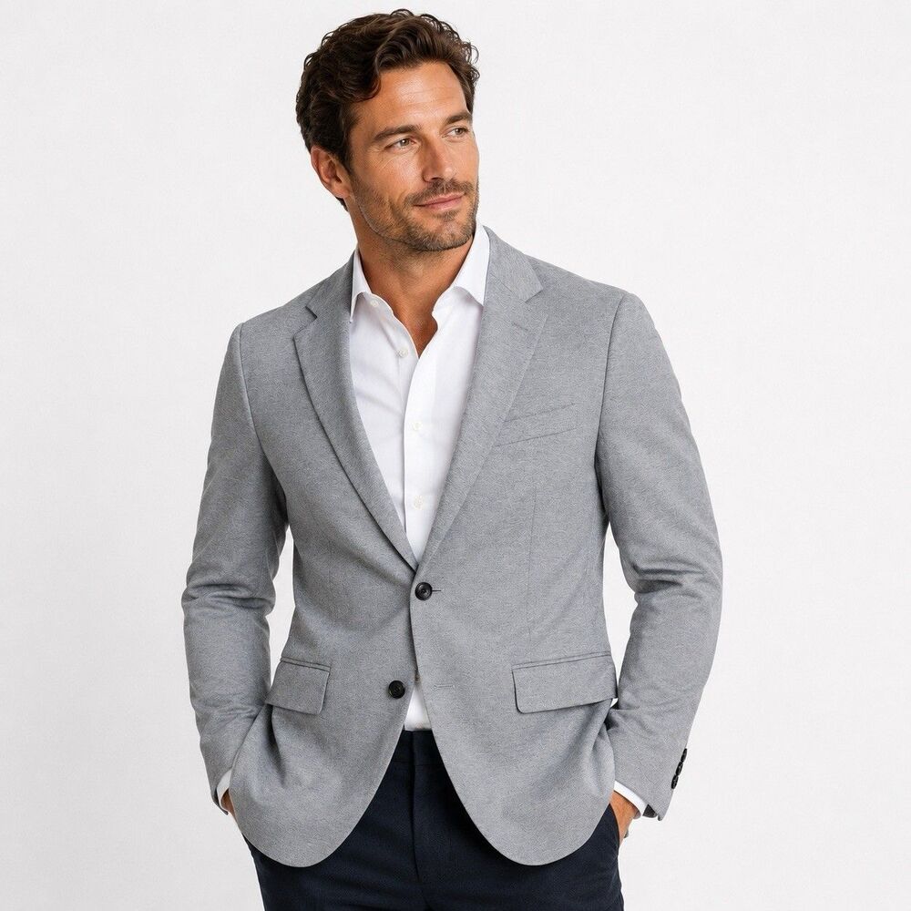 Bonobos Jetsetter Knit Blazer Men’s Small Slim Fit Gray 2 Button Sport Coat